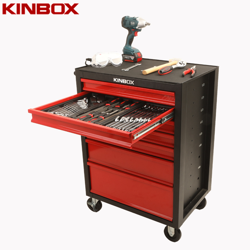 Kinbox 158PCS Workbench Tool Chest/Cart/Trolley Garage Tool Cabinet 7 Drawer Tool Box Set for Craftsman caja de herramientas