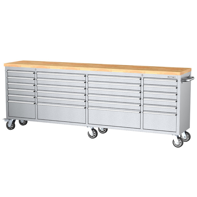 Kinbox 96inch 24-Drawers,6 Casters Stable Stainless Steel Garage Tool Cabinet US General Tool Box Parts