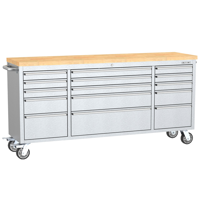 Kinbox 72-Inch 15-Drawer Stainless Steel Tool Cabinet Heavy Duty for Workshop Store Tools