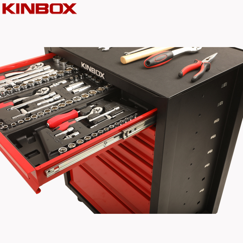 Kinbox 158PCS Workbench Tool Chest/Cart/Trolley Garage Tool Cabinet 7 Drawer Tool Box Set for Craftsman caja de herramientas