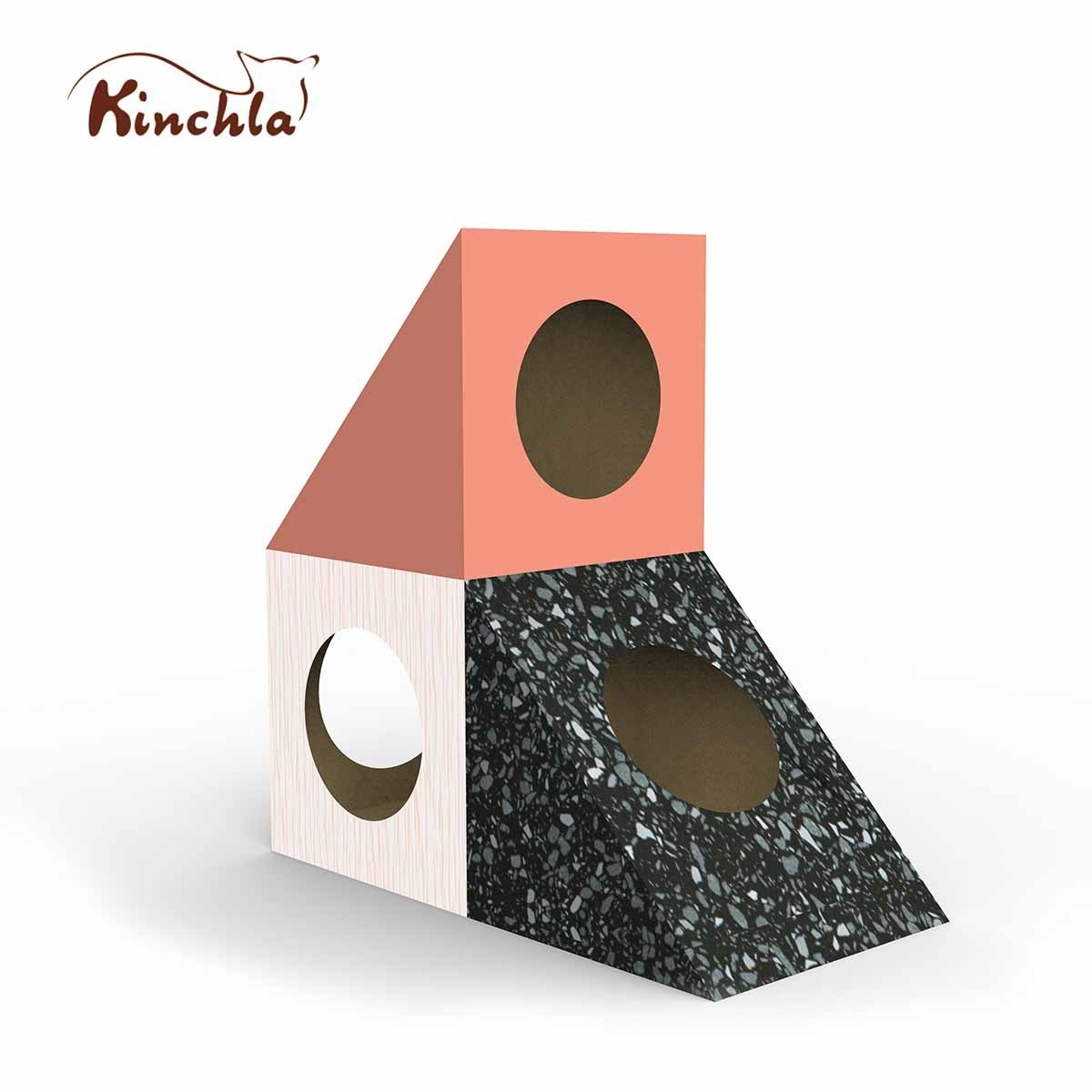 3 in 1 Portable Foldable Eco-Friendly Corrugated Cardboard Cat Scratcher House , Cat Scratch Tunnel