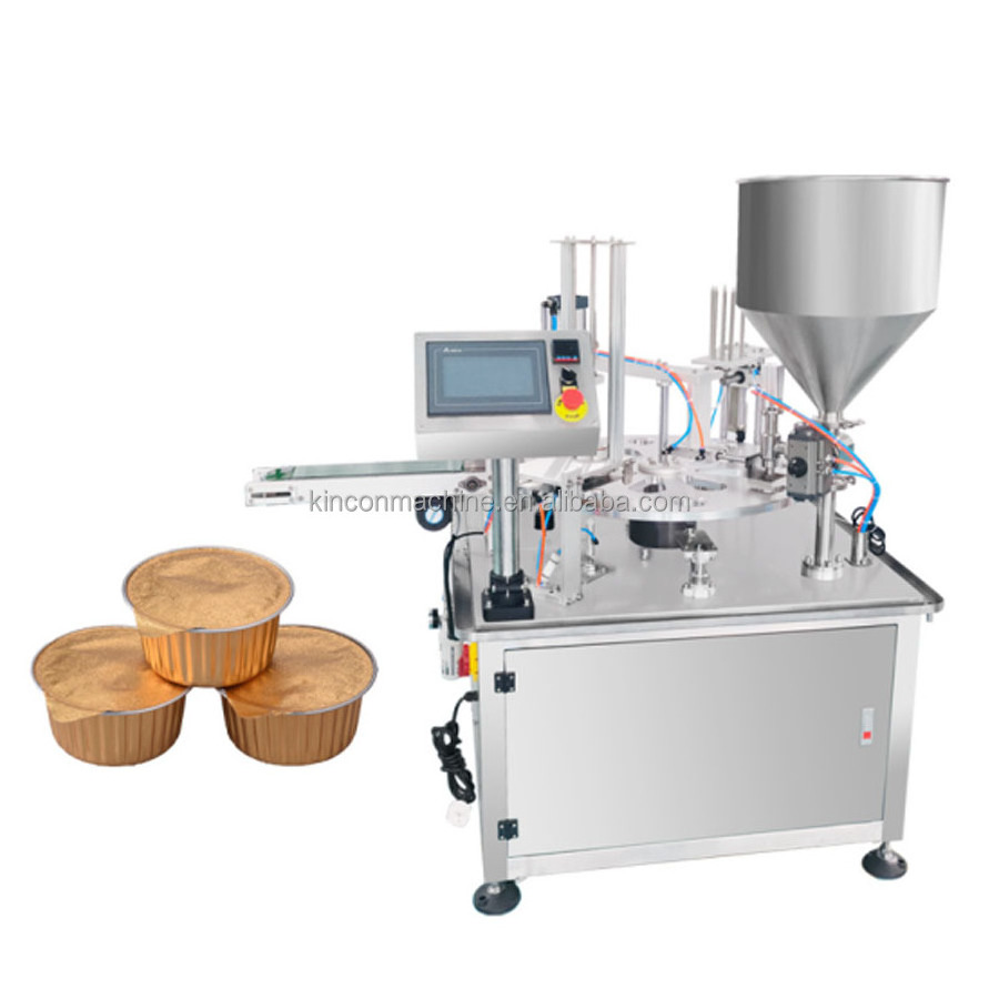 Strawberry milk rotating cup  Chocolate liquor rotary capping machine  Raspberry sauce quick cup sealing technology