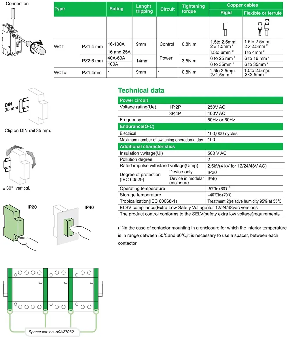 AC Contactor Modular With Manual Control Switch By DIN Rail Mount 2P 2NO 25A 220V/230V 50/60HZ For DIY Smart Home Automation