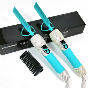 Hot sale high temperatures pressing comb 500 degree ceramic comb bling crystal hair straightener comb