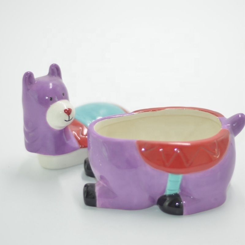 Purple alpaca statue food storage jar yamma animal cookie canister llama custom ceramic candy jar