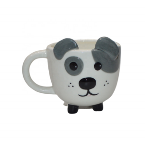 High quality ceramic cute 3d animal cat dog crow face shaped coffee mugs