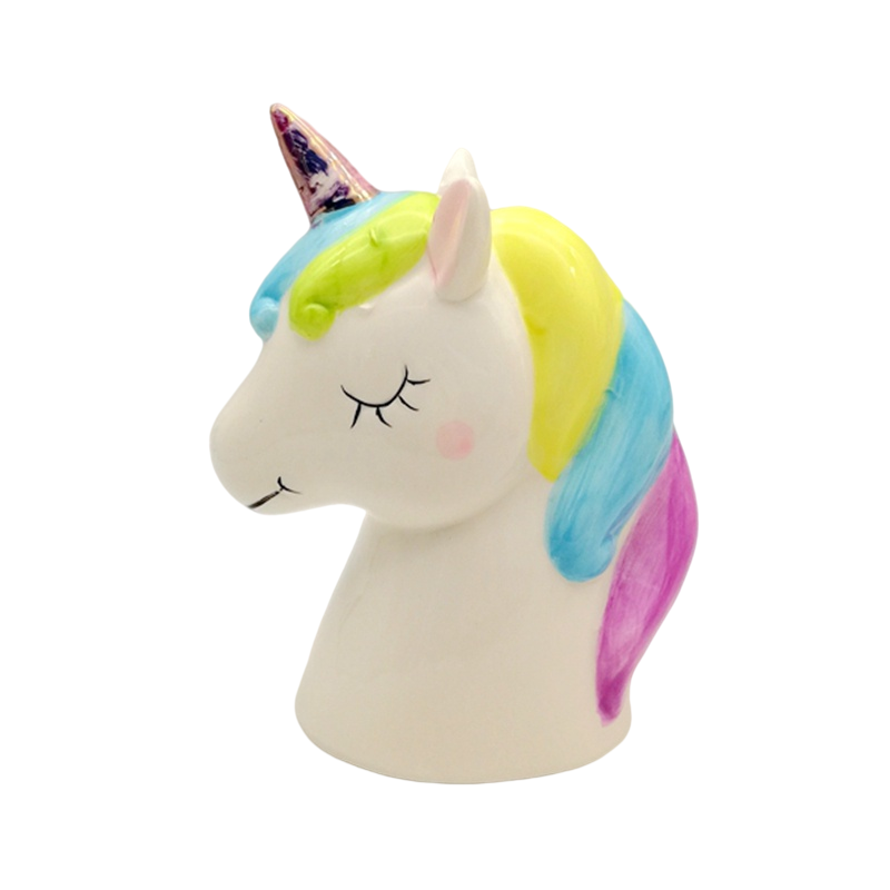 Handpainted Unicorn Piggy Bank Ceramic Animal Coin Banks