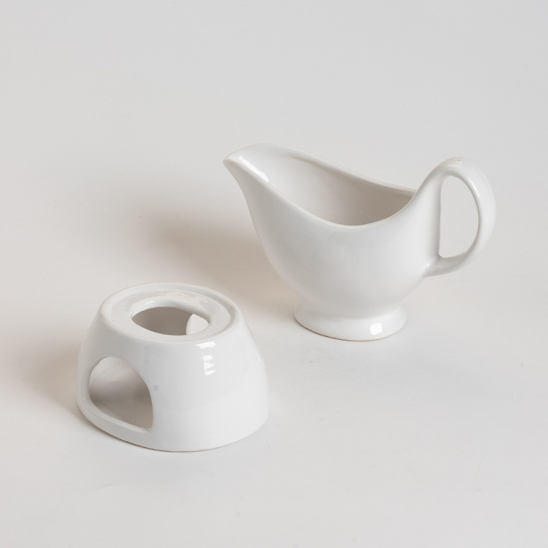 Ceramic gravy sauce boat salad with T-wax dressings milk broth creamer jug oil dispenser with holder