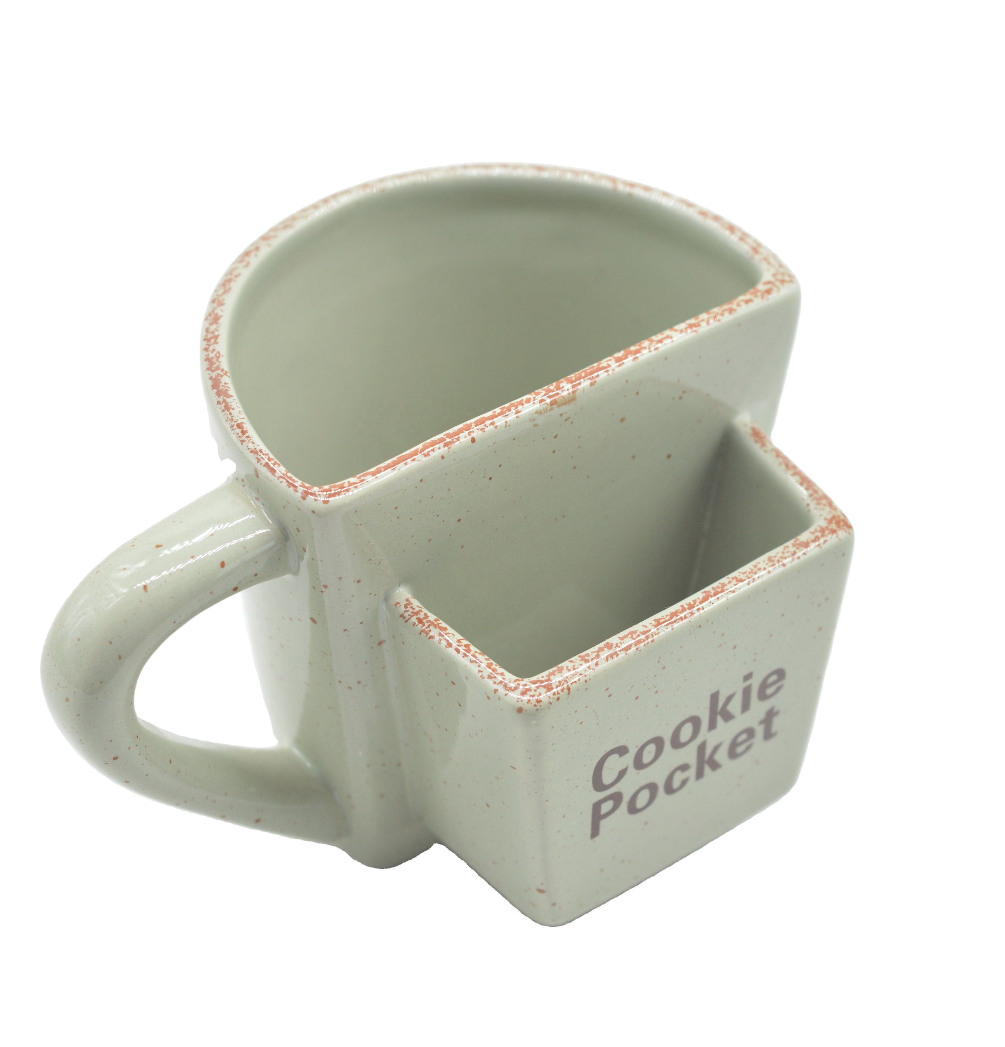 Ceramic mug with cookie pocket. Ceramic cookie pocket mug,Ceramic mug with teabag holder