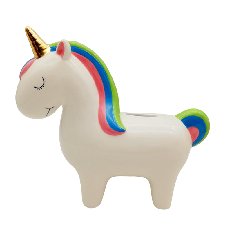 Handpainted Unicorn Piggy Bank Ceramic Animal Coin Banks