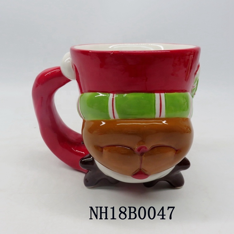 Creative 3D snowman coffee mug christmas party mug beer cup customize ceramic upside down cup mug