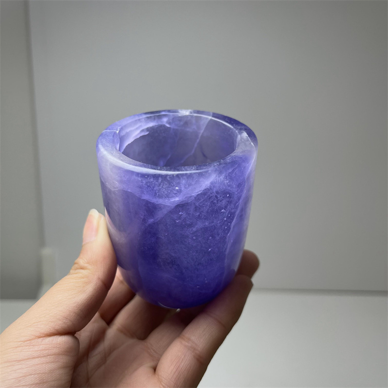 Wholesale Natural Crystal Cup Healing Fluorite And Dream Amethyst Tea Cup For Gift