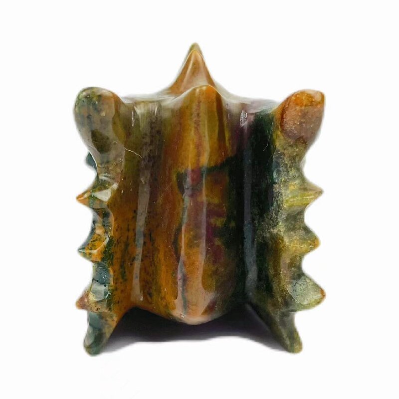 Folk Crafts Natural Stone Customized Ocean Jasper Dragon Head Skulls Healing Ornament For Souvenirs