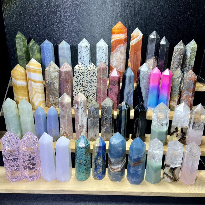 Wholesale Natural Healing Stones Mixed Crystal  Tower Poing  Wand For Gift