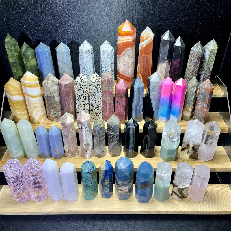 Wholesale Natural Healing Stones Mixed Crystal  Tower Poing  Wand For Gift