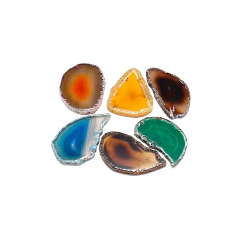 Wholesale Irregular Sliced Gemstone Bar Coaster  Quartz Cup Tea Holder Crystal Agate Slice For Home decoration