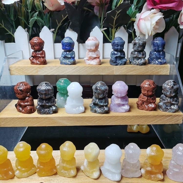 3cm Crystals Carving Craft Buddha Polished Healing Stone Mini Baby Baby Buddha Statue