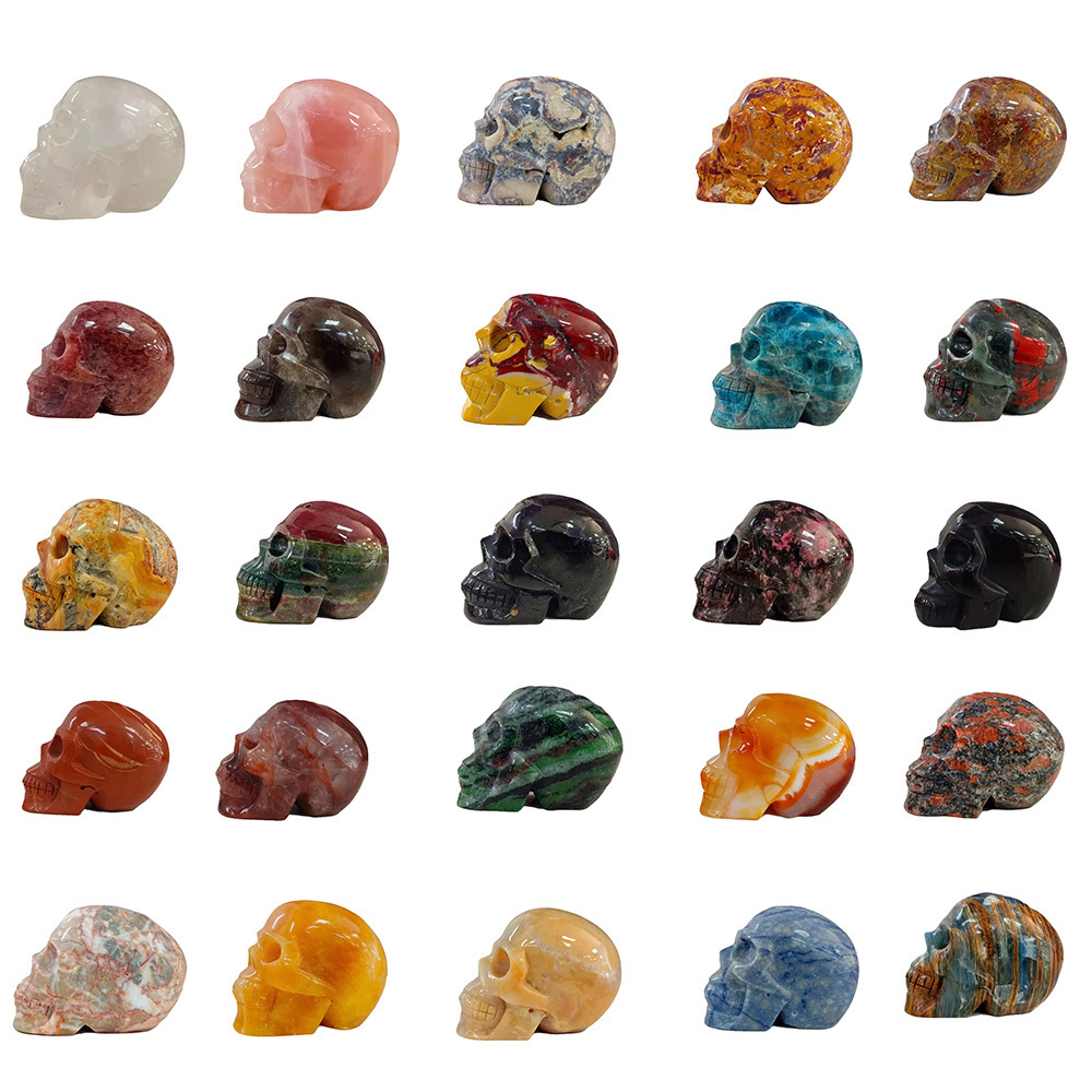 Customization Natural Crystal Skulls Multiple Materials Healing Gemstone Art & Collectible For Home Decor