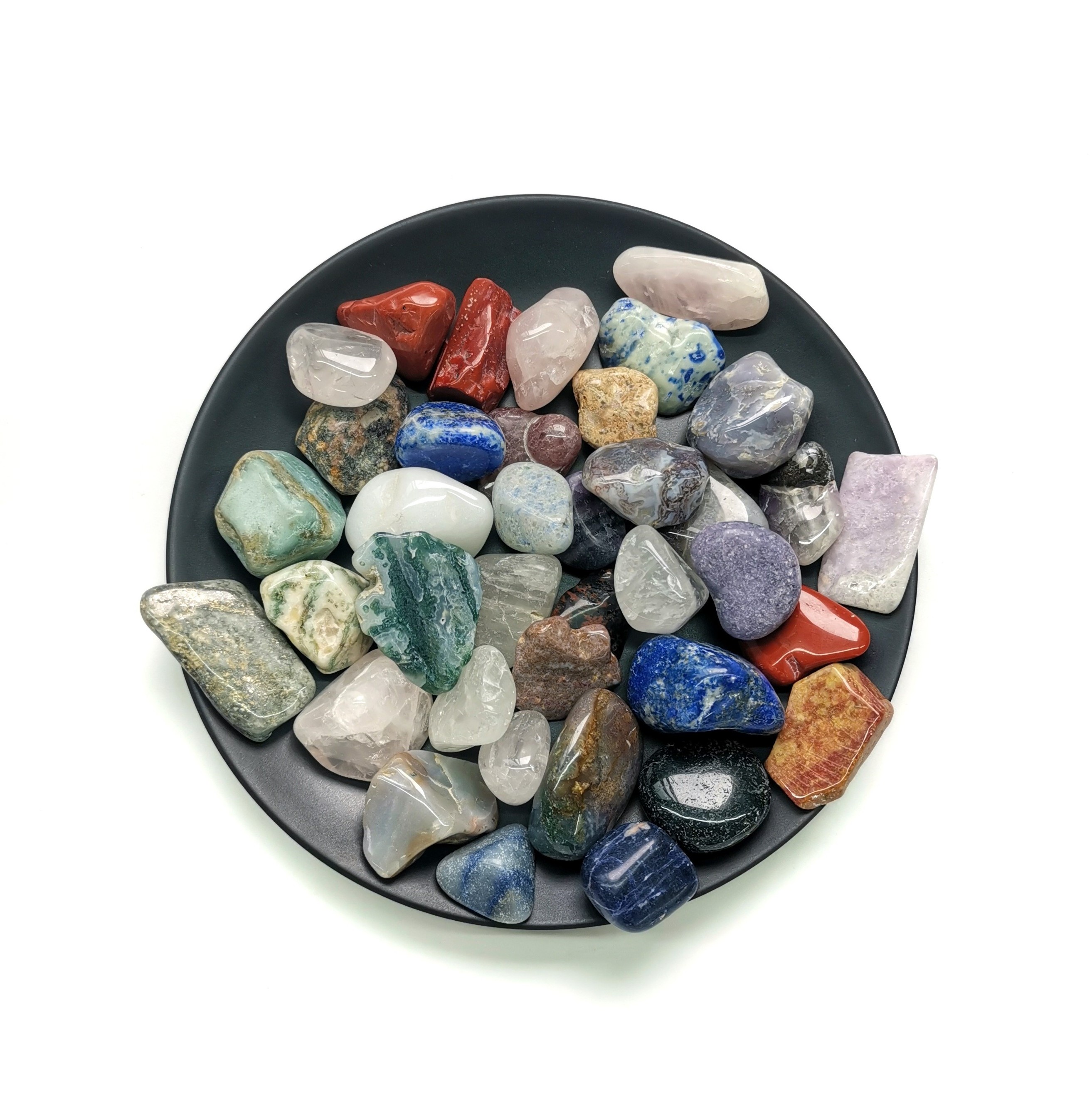 1.5-3 cm Wholesale mix of polished Natural Raw Tumbled Stone Rose Quartz Moss Agate Rough Crystal Stones