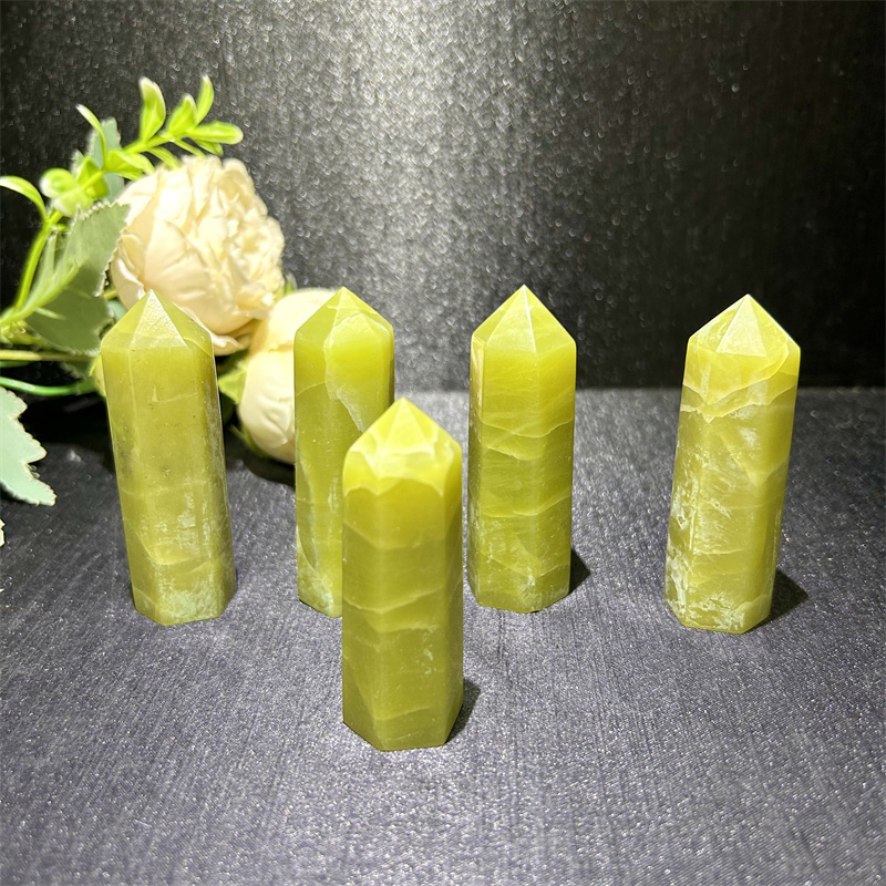 Wholesale High Quality Crystal Tower Point Natural Hand Carved Lemon Jade Healing Crystal tower Points