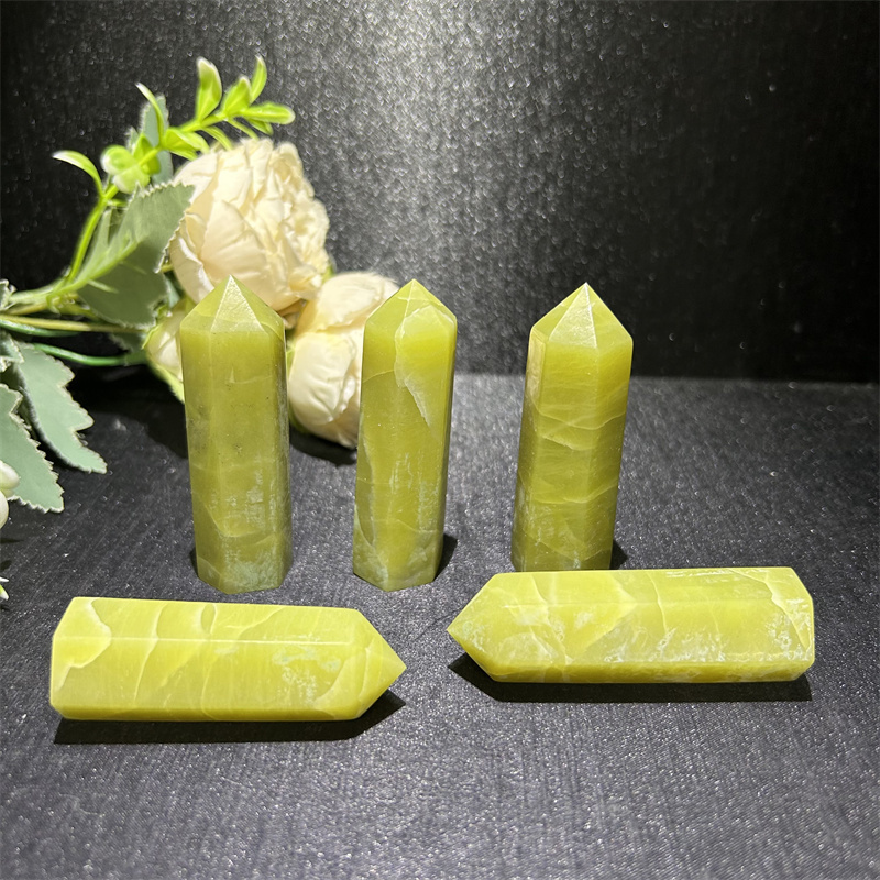 Wholesale High Quality Crystal Tower Point Natural Hand Carved Lemon Jade Healing Crystal tower Points