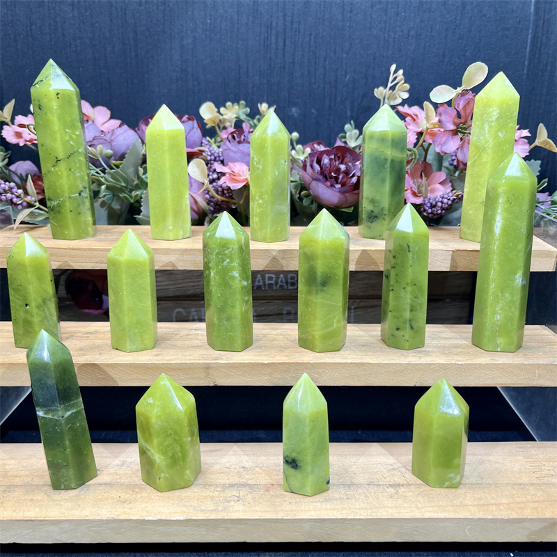 New Arrivals Healing Stones Nature Crystal Lemon Jade Crystals Points Tower For Fengshui