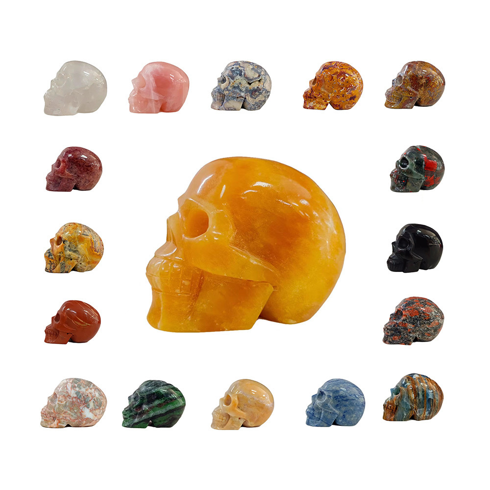 Customization Natural Crystal Skulls Multiple Materials Healing Gemstone Art & Collectible For Home Decor