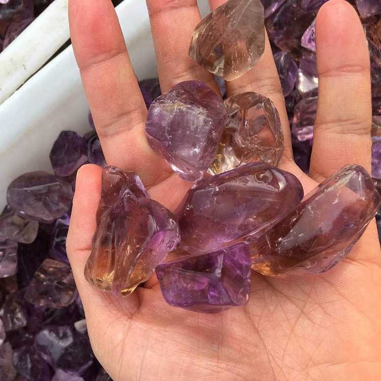 Wholesale natural gemstone clear ametrine tumbled crystal stone