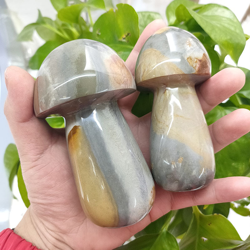 Wholesale Natural Crystal Crafts Mushroom Statue Ocean Stone Mushroom Decoration Stone