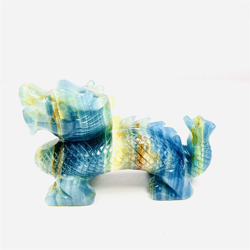 Wholesale Chinese Dragon High Quality Crystal Carving Animal Crafts Blue Onyx Dragon For Decoration