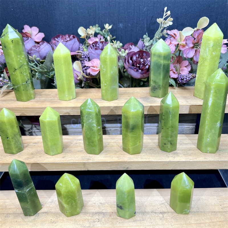 New Arrivals Healing Stones Nature Crystal Lemon Jade Crystals Points Tower For Fengshui