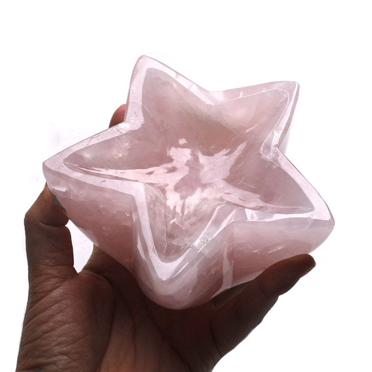 Hand Carved Customized Different Shaped Of Natural Rose Quartz Crystal Bowl