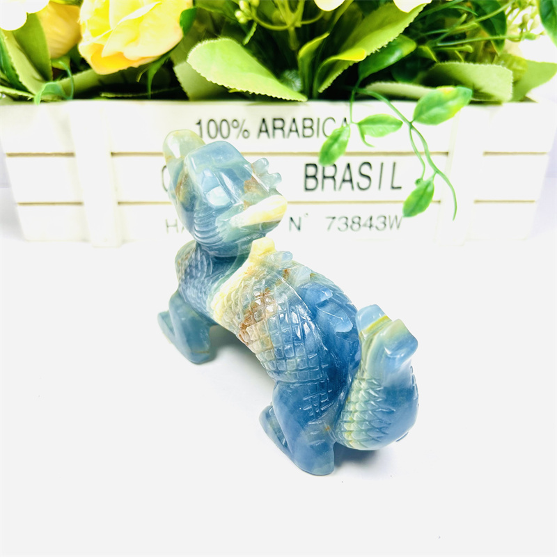 Wholesale Chinese Dragon High Quality Crystal Carving Animal Crafts Blue Onyx Dragon For Decoration