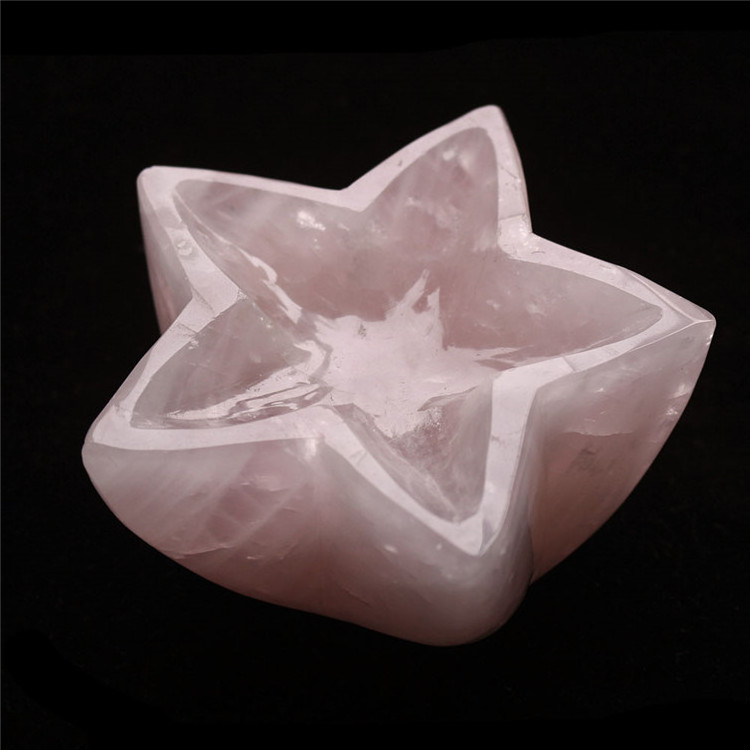 Hand Carved Customized Different Shaped Of Natural Rose Quartz Crystal Bowl