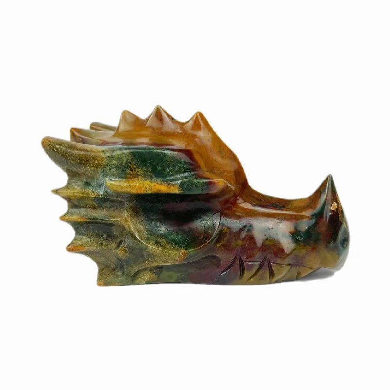 Folk Crafts Natural Stone Customized Ocean Jasper Dragon Head Skulls Healing Ornament For Souvenirs