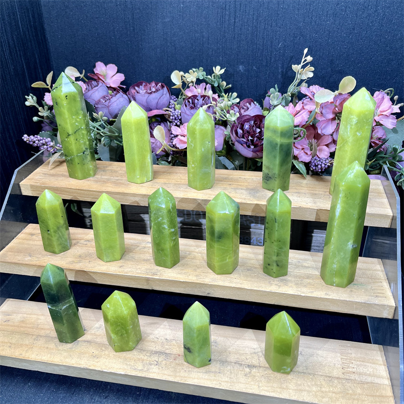 New Arrivals Healing Stones Nature Crystal Lemon Jade Crystals Points Tower For Fengshui