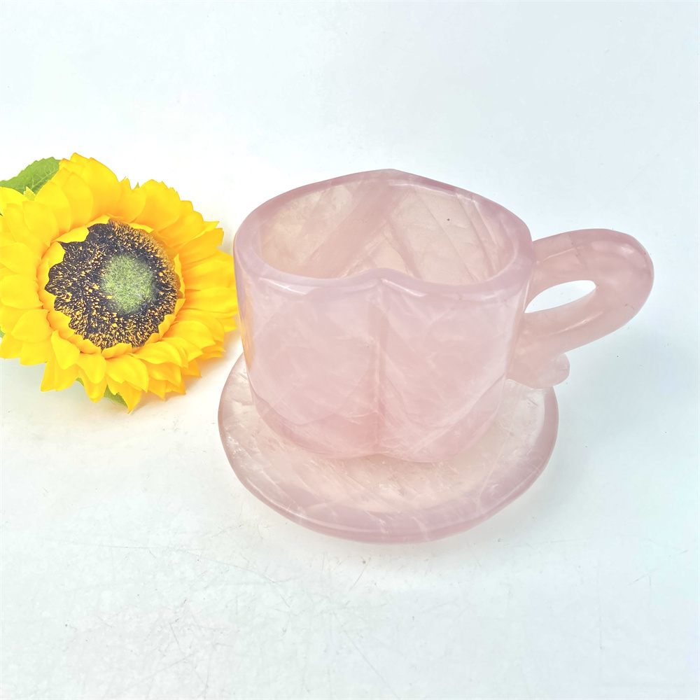 Hot Sale Hand Craft Chevron Amethyst Dream Amethyst And Rose Quartz Heart Tea Cup For Gift