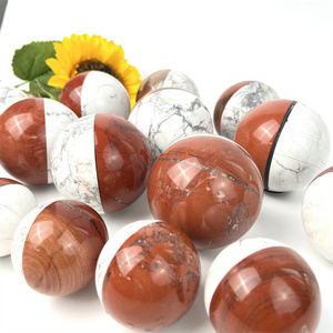 High Quality Crystal Poke Ball Craft Red Jade With White Howlite Stone Poke Sphere For Gift