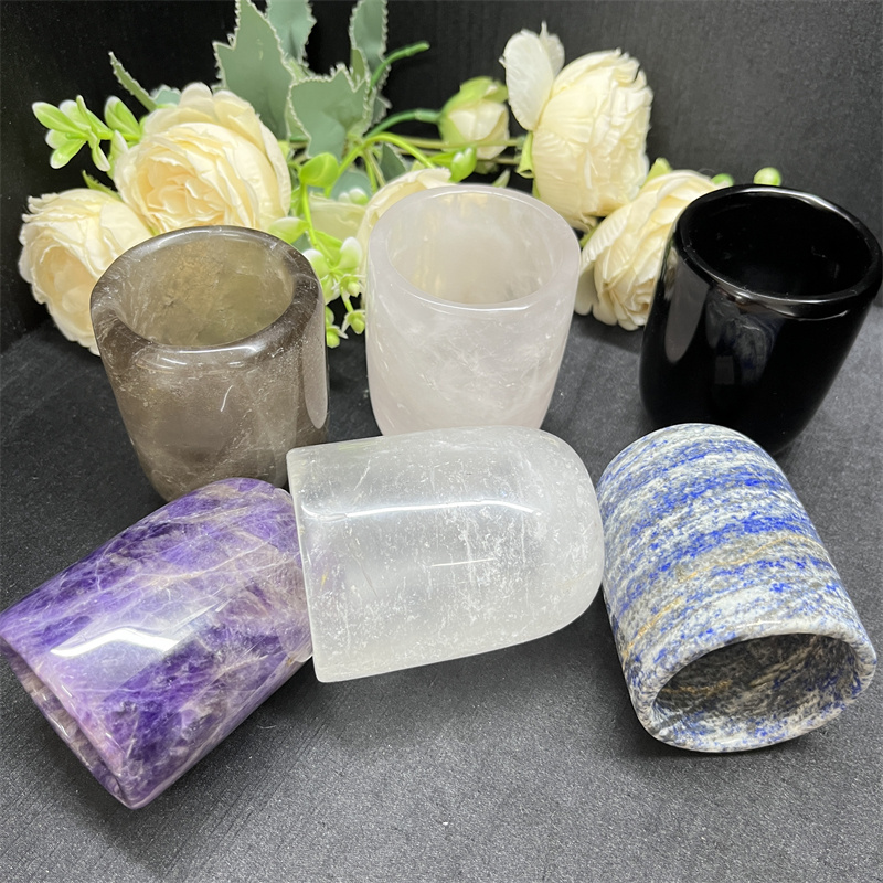 Wholesale Polished Customized High Quality Crystal Crafts Amethyst Tea Cup for Gifts