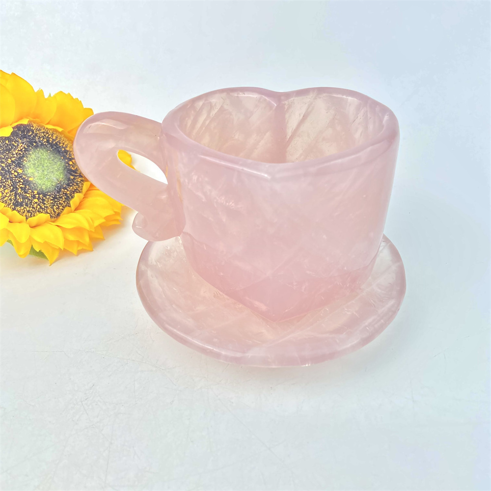 Hot Sale Hand Craft Chevron Amethyst Dream Amethyst And Rose Quartz Heart Tea Cup For Gift