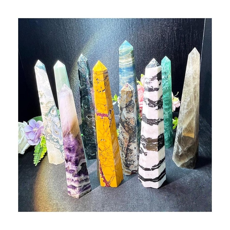 New Arrival Natural Crystal Craft Healing Stones Dream Amethyst Wand Mix Material Wand for Gift