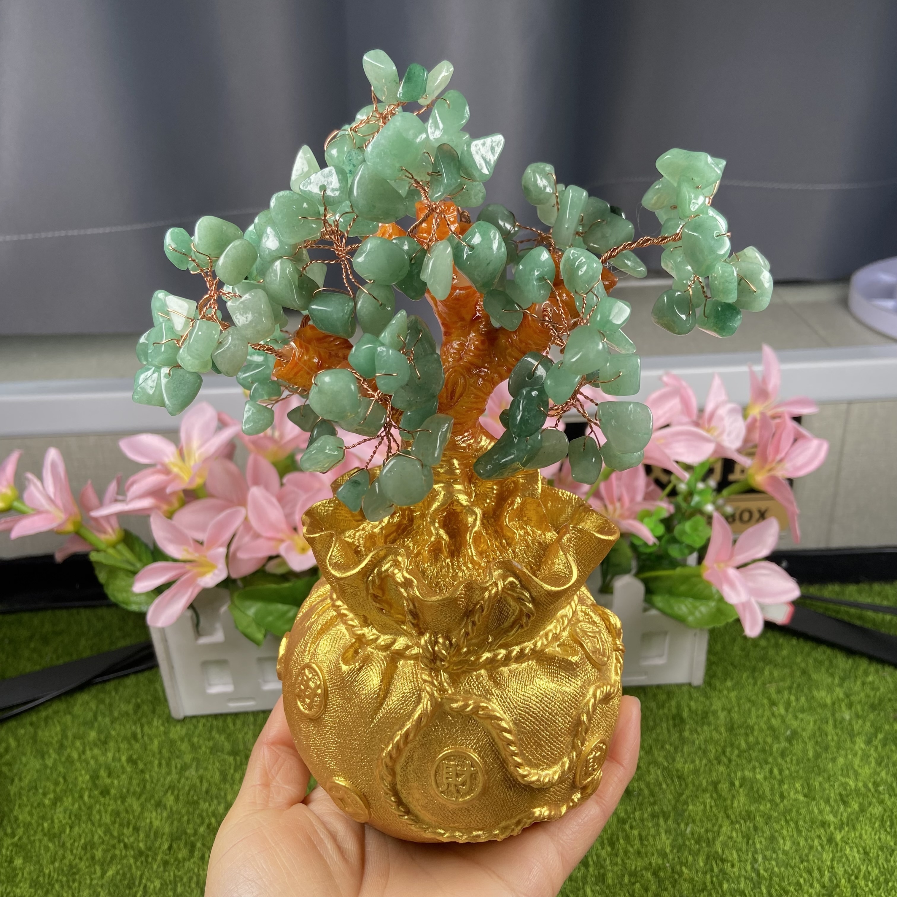 High Quality Natural Crystal Fengshui Lucky Tree Citrine Amethyst Green Aventurine Rose Quartz Tree For Gifts