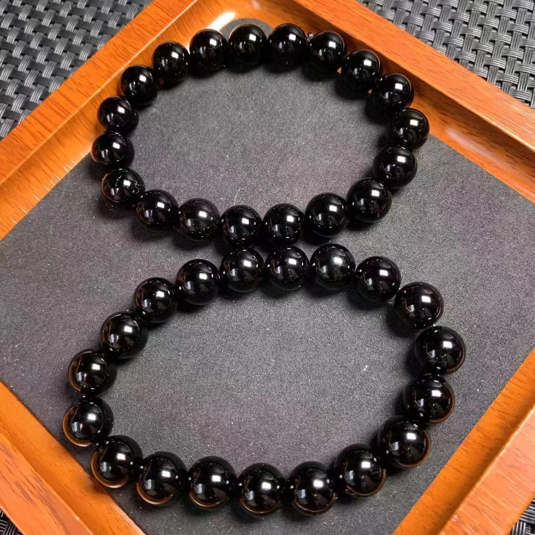 Hot Sale Natural Black Tourmaline 10mm Crystal Beads Bracelet  For Gifts Healing