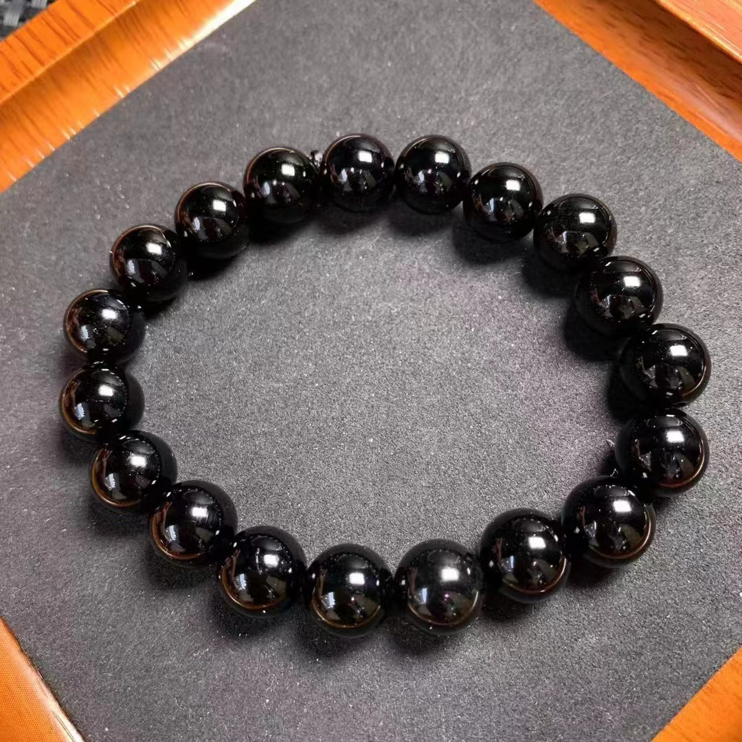 Hot Sale Natural Black Tourmaline 10mm Crystal Beads Bracelet  For Gifts Healing