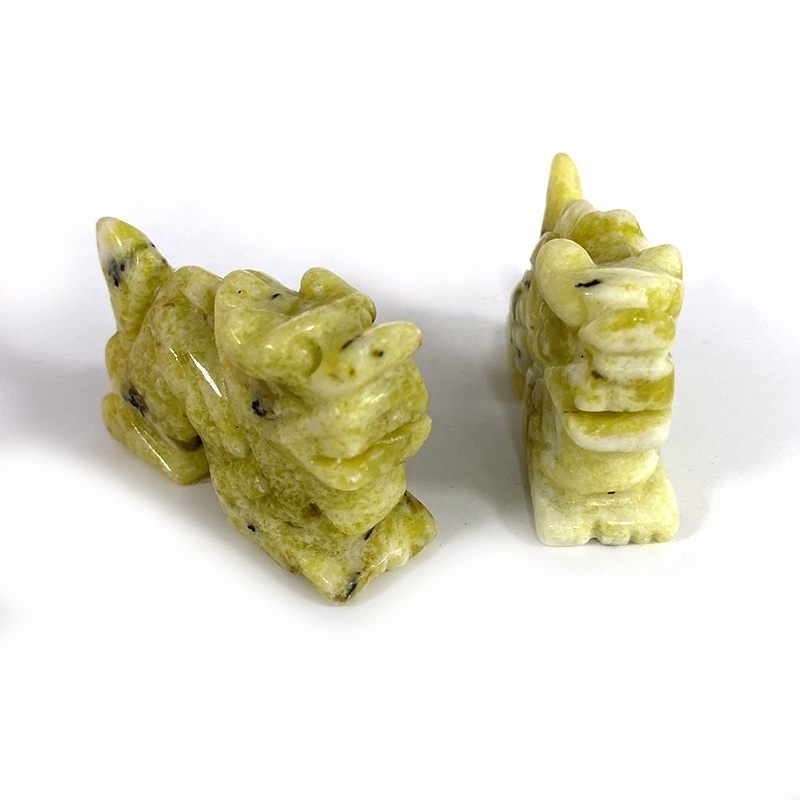 Wholesale Lemon Jade dragon Crystal Carved The Statue Of The Dragon Quartz Crystal Dragon