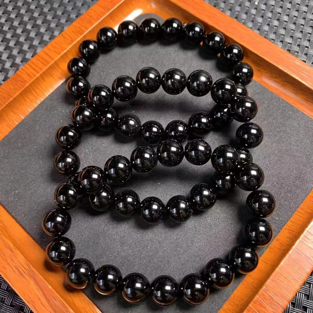 Hot Sale Natural Black Tourmaline 10mm Crystal Beads Bracelet  For Gifts Healing