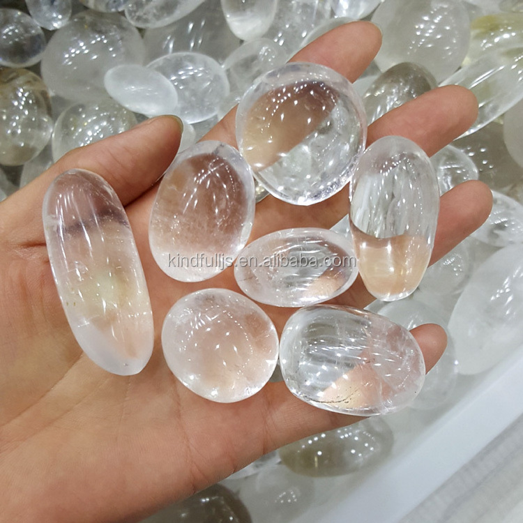 Natural Rock Polished Freeform Clear Quartz Hand Exercise Stones