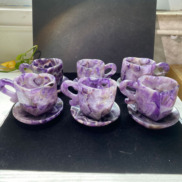 Factory price Natural Crystal Hand carved dream amethyst heart cup caring for healing