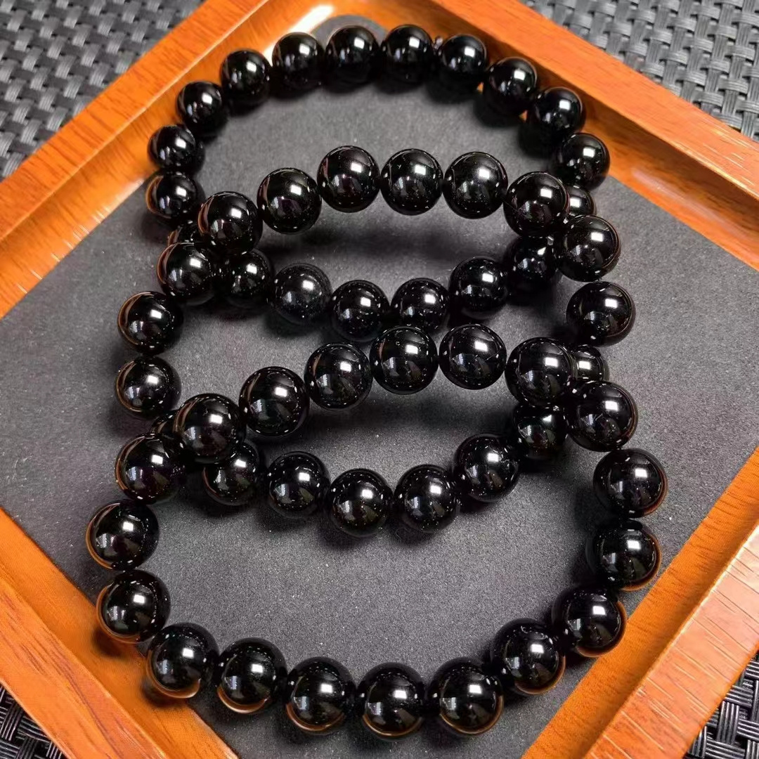 Hot Sale Natural Black Tourmaline 10mm Crystal Beads Bracelet  For Gifts Healing