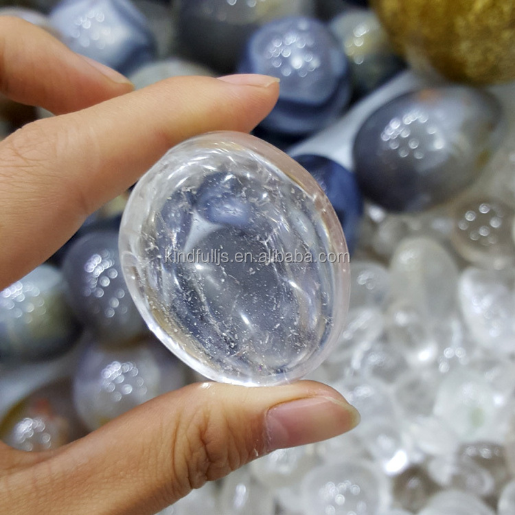 Natural Rock Polished Freeform Clear Quartz Hand Exercise Stones